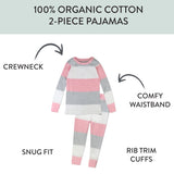 Go to slide 3, Organic Cotton Girls Pajamas For Babies & Toddlers, Jumbo Stripe Petal Pink