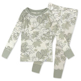 2-Piece Organic Cotton Pajamas, Paw Leaves