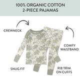 2-Piece Organic Cotton Pajamas, Paw Leaves