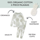 Organic Cotton Girls Pajamas For Babies & Toddlers, Pineapple Leaf Ivory