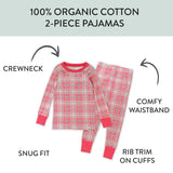 2-Piece Organic Cotton Pajamas, Romantic Plaid
