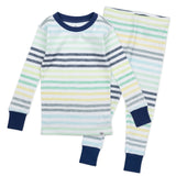 2-Piece Organic Cotton Pajamas, Rainbow Stripe Blues