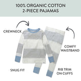 Organic Cotton Boys Pajamas For Babies & Toddlers, Rugby Stripe Light Heather Grey