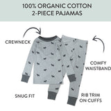 2-Piece Organic Cotton Pajamas, Scotty Dog Light Heather