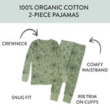2-Piece Organic Cotton Pajamas, Sketchy Floral Sage
