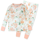 2-Piece Organic Cotton Pajamas, White Peach Blossom Floral