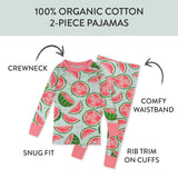 2-Piece Organic Cotton Pajamas, Watermelon Oasis