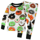 Go to slide 12, Organic Cotton Holiday Matching Family Pajamas, Spoo-oo-keey Donuts Green