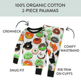 Go to slide 11, Organic Cotton Holiday Matching Family Pajamas, Spoo-oo-keey Donuts Green