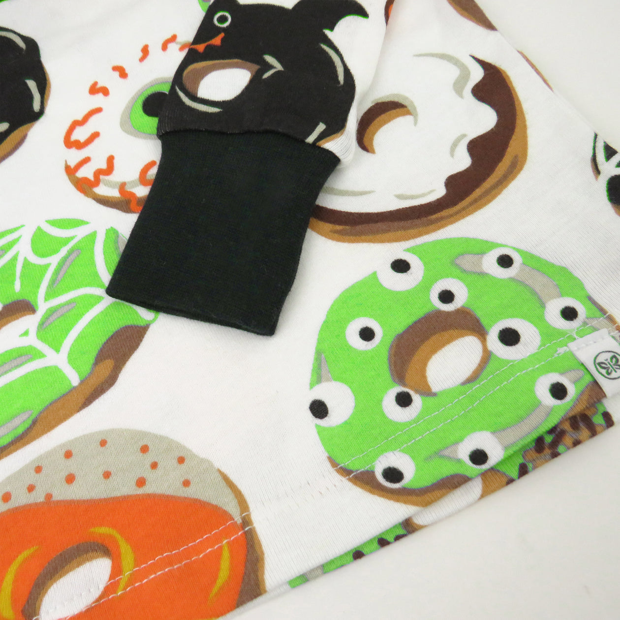 Organic Cotton Holiday Matching Family Pajamas, Spoo-oo-keey Donuts Green