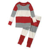 Organic Cotton Holiday Pajamas, Jumbo Stripe Holiday Red