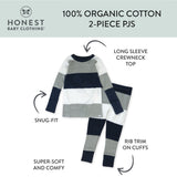 Organic Cotton Boys Pajamas For Babies & Toddlers, Jumbo Stripe Navy