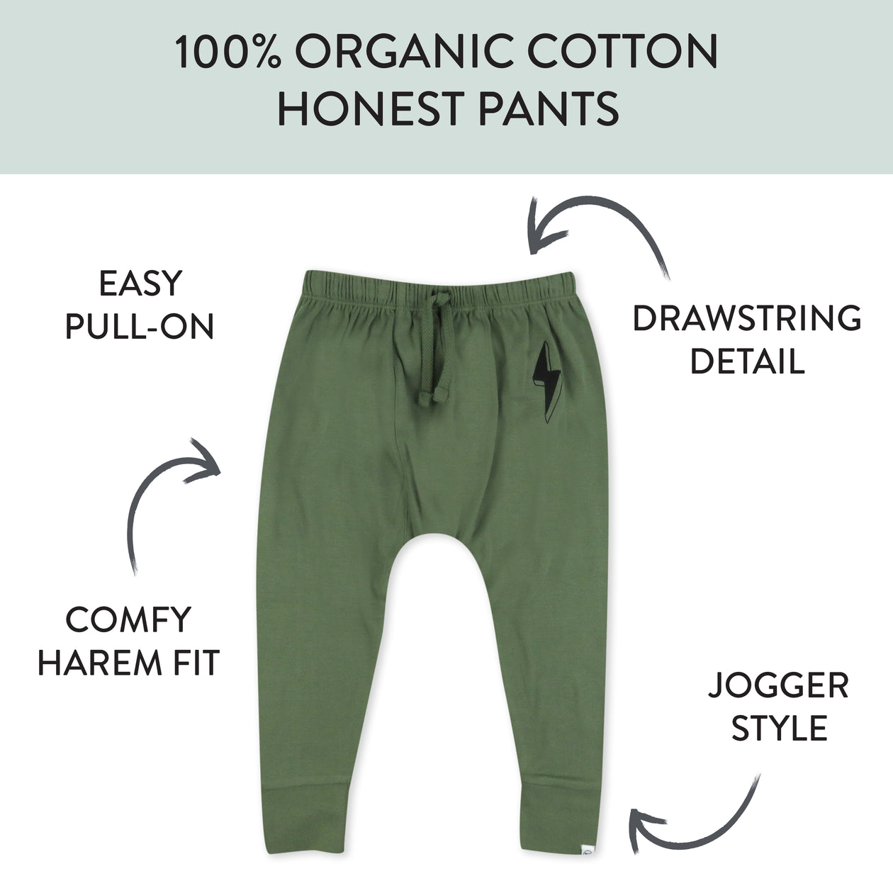 2-Pack Organic Cotton Honest Pants, Thunder Stroke Patch