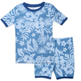 2-Piece Organic Cotton Short Sleeve & Shorts Pajama Set, Tropic Shadow Chambray