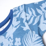 2-Piece Organic Cotton Short Sleeve & Shorts Pajama Set, Tropic Shadow Chambray
