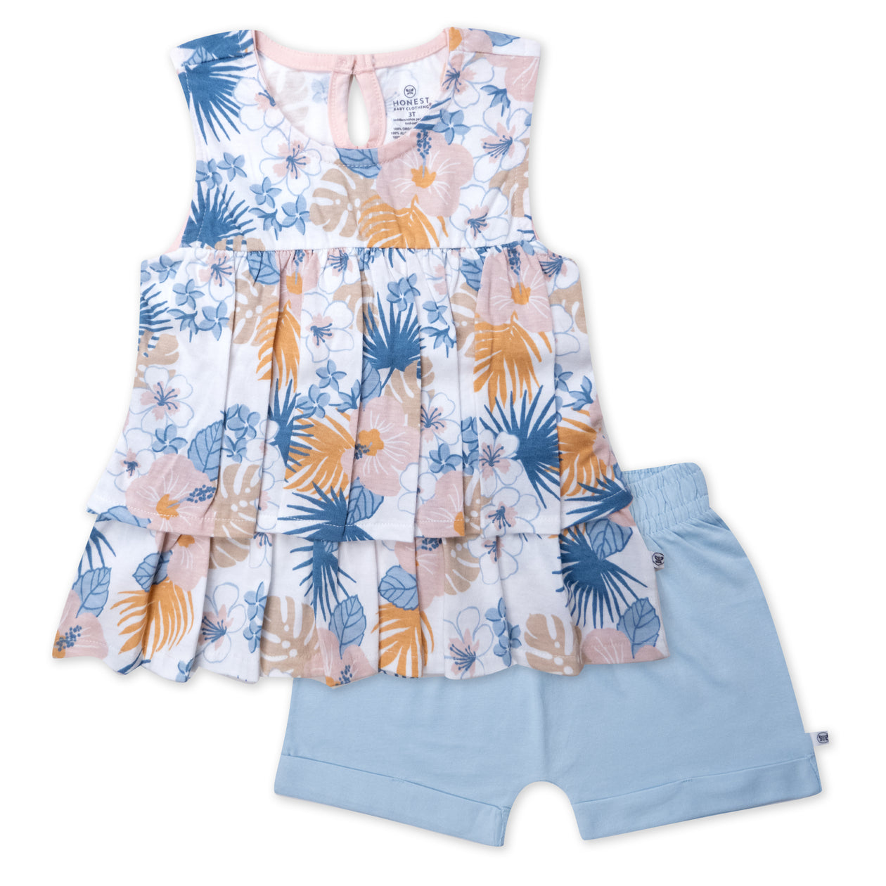 Toddler 2-Piece Ruffle Layered Shirt and Cuffed Short Set, Maui Floral