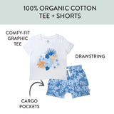 Toddler 2-Piece Short Sleeve and Short Set, Tropic Shadow Chambray