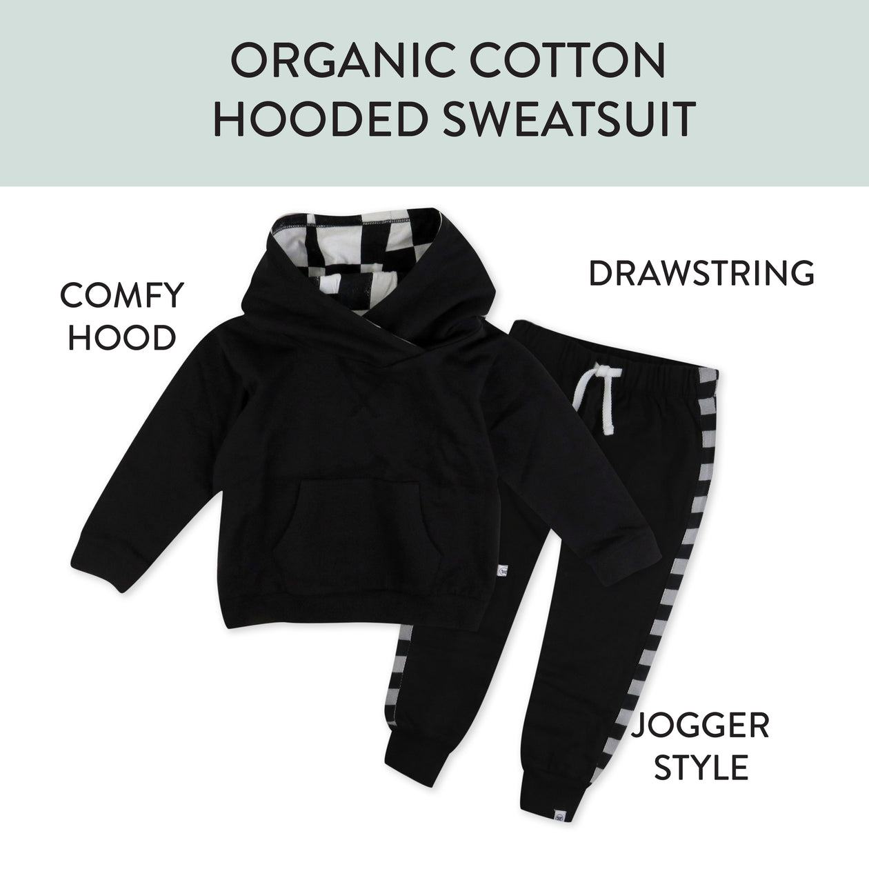 2-Piece Fleece Hoodie and Sweatpant Set, Sk8 Check Black