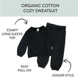 2-Piece Cozy Sweatsuit Set, Black Night