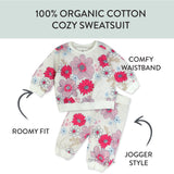 2-Piece Cozy Sweatsuit Set, Delicate Floral Pink