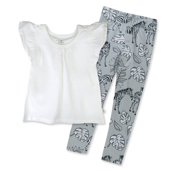 Toddler 2-Piece Legging and Flutter Sleeveless Shirt Set, Zebra Camo