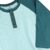 3-Piece Organic Cotton Henley, Short Sleeve T-Shirt and Sweatpant Set, Watercolor Palms