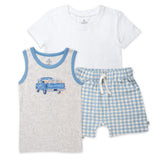 Toddler 3-Piece Short Sleeve T-Shirt, Muscle and Short Set, Peachy Pups