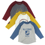 3-Pack Long Sleeve Baseball Raglan T-Shirts, All Star Academy