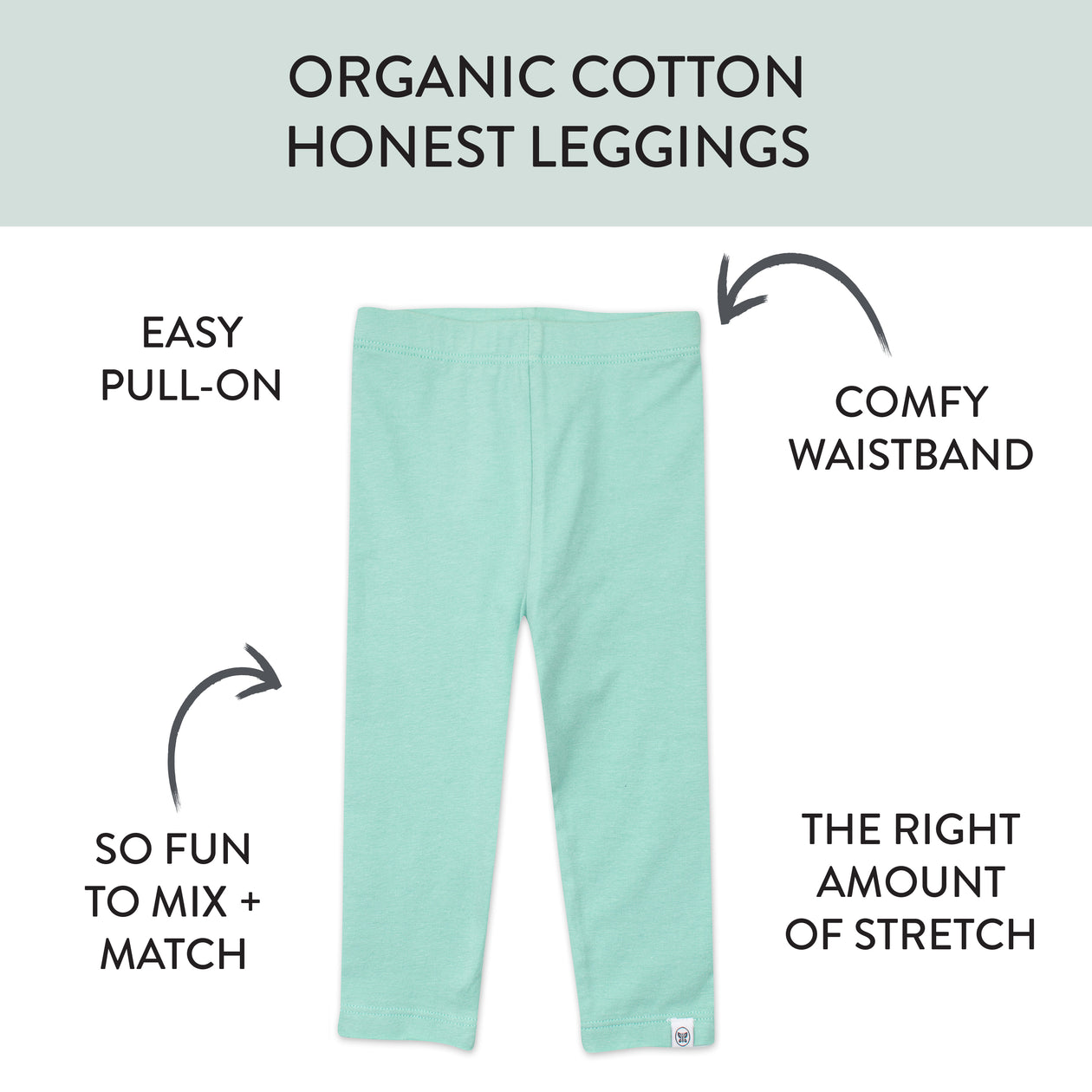 4-Pack Organic Cotton Leggings, Green Ombre