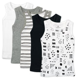 5-Pack Organic Cotton Sleeveless Muscle T-Shirts, Pattern Play