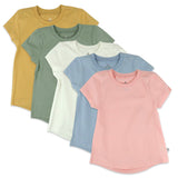 5-Pack Organic Cotton Girls' Short Sleeve T-Shirts, Golden Kiss
