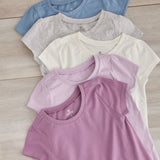 5-Pack Organic Cotton Girls' Short Sleeve T-Shirts, Dusty Purple