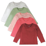 5-Pack Organic Cotton Long Sleeve T-Shirts, Romantic Pink