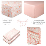 Nap-Time Nursery Niceties 5-Piece Gift Set, Peach Skin Papercut Floral