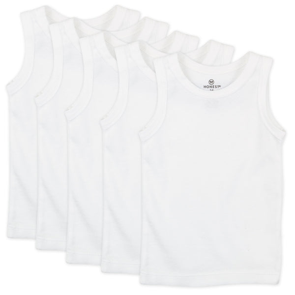 5-Pack Organic Cotton Sleeveless Muscle T-Shirts, Bright White Featured