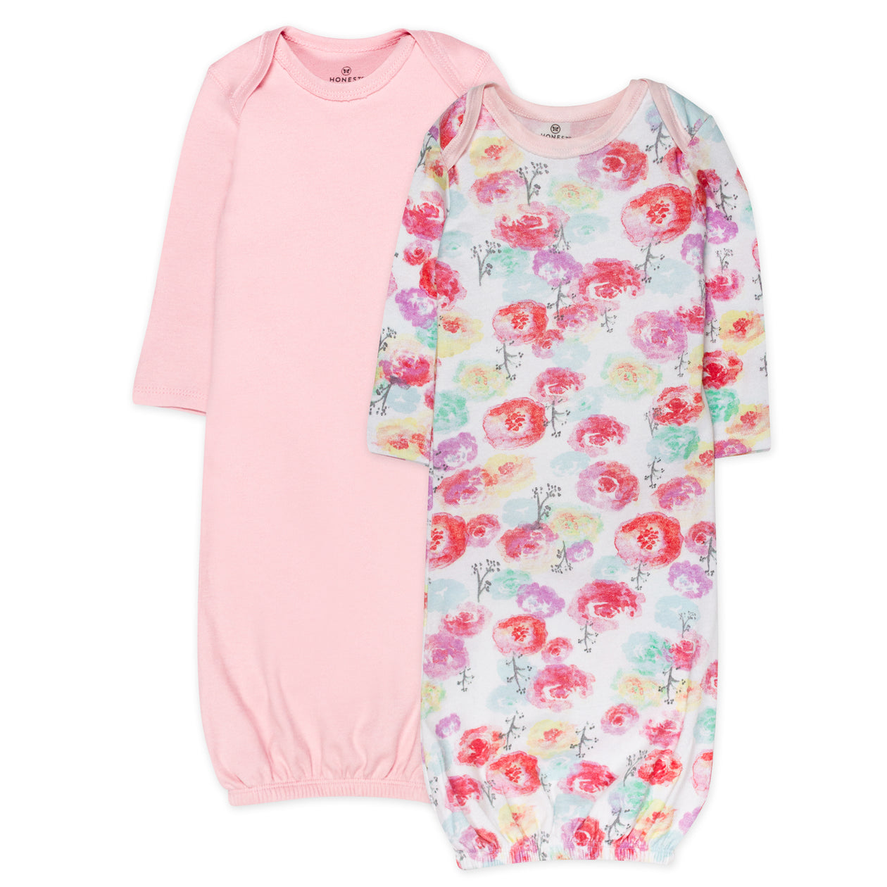 2-Pack Organic Cotton Sleeper Gowns, Rose Blossom/Love Dot