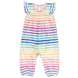 Organic Cotton Flutter Sleeve Coverall, Rainbow Stripe