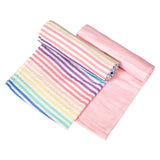 2-Pack Organic Cotton Swaddle Blankets in Gift Box, Rainbow Stripe/Pink