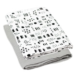 2-Pack Organic Cotton Swaddle Blankets in Gift Box, Pattern Play/Gray