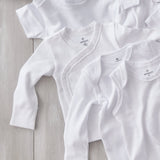 3-Pack Organic Cotton Long Sleeve Side-Snap Kimono Bodysuits, Bright White