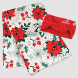 2-Piece Organic Cotton Swaddle Blanket and Headband Set in a Gift Box, Holiday Floral