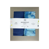 2-Pack Organic Cotton Swaddle Blankets in Gift Box, Watercolor World/Navy