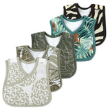 5-Pack Organic Cotton 4 in 1 Reversible Bibs, Wild Thang Too