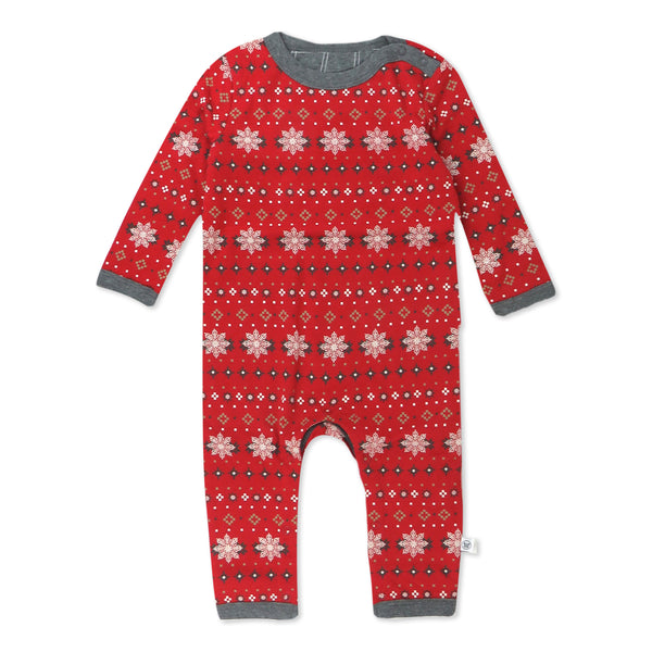 Organic Cotton Reversible Holiday Coverall, Fair Isle Ivory