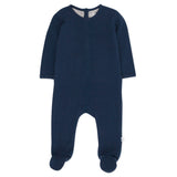 Organic Cotton Matelasse Union Suit Coverall, Dark Navy