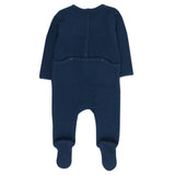 Organic Cotton Matelasse Union Suit Coverall, Dark Navy