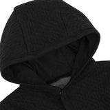 Organic Cotton Matelasse Snap-Front Hooded Jacket, Black