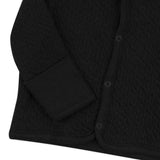 Organic Cotton Matelasse Snap-Front Hooded Jacket, Black