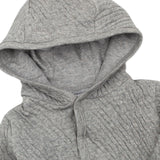 Organic Cotton Matelasse Snap-Front Hooded Jacket, Gray Heather