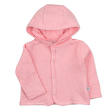 Organic Cotton Matelasse Snap-Front Hooded Jacket, Pink